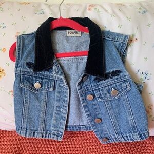 Girls size 5/6 denim and black velvet vintage vest